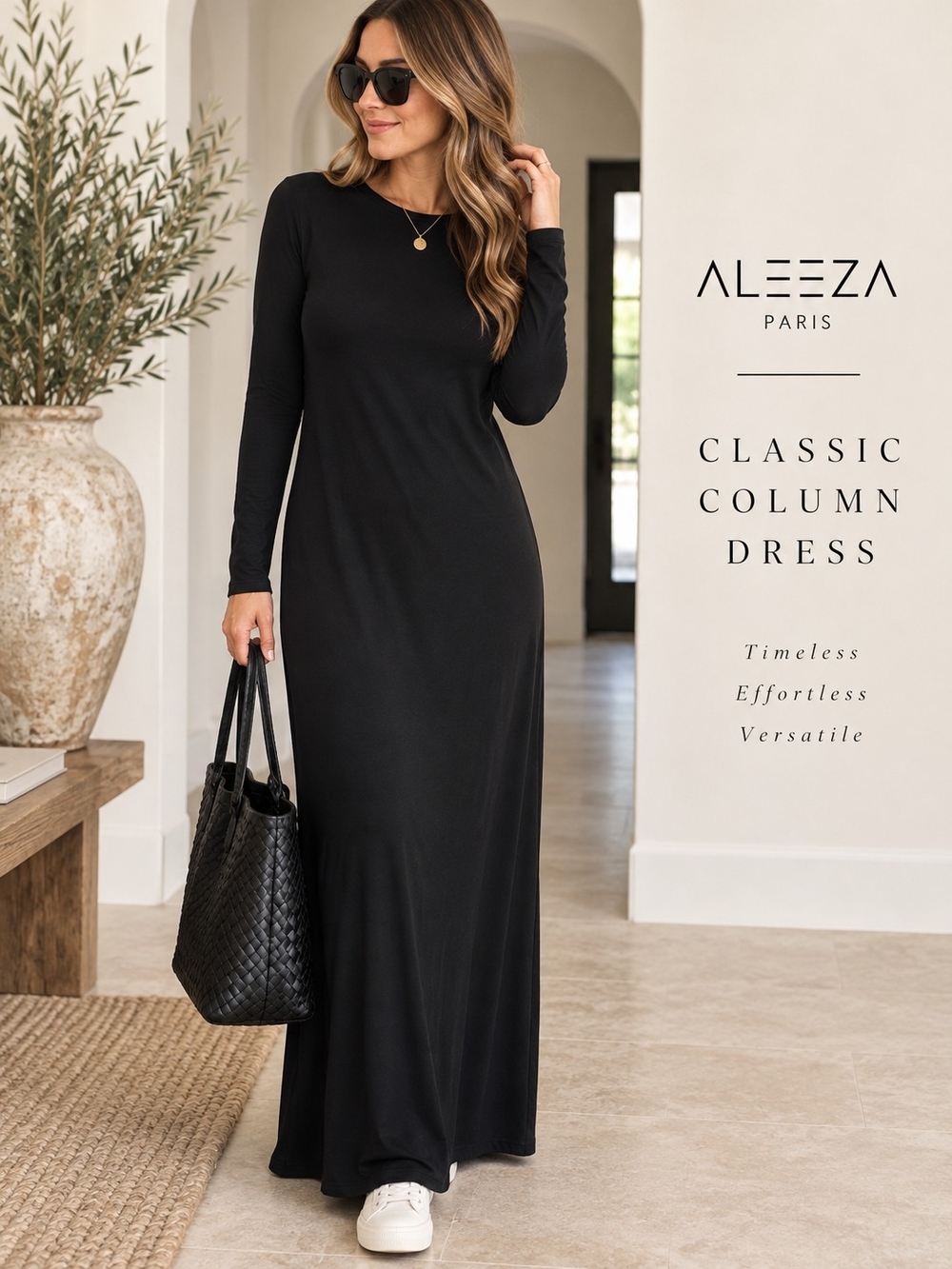 Aleeza Paris Classic Black Maxi Dress